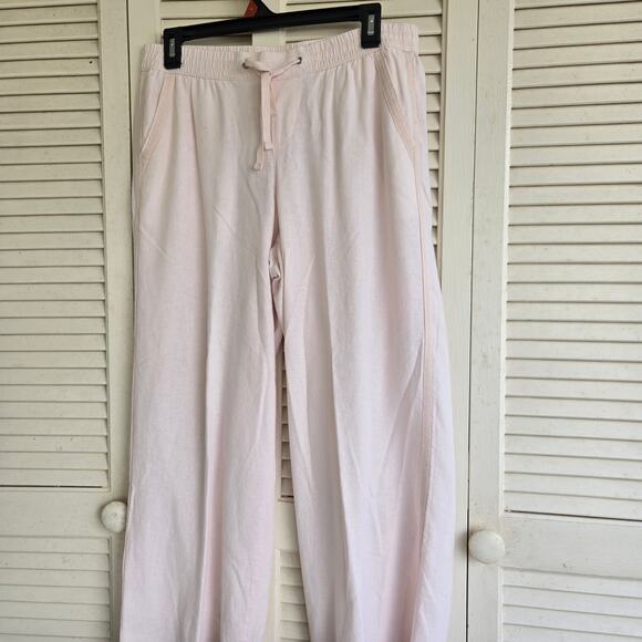 Jessica Simpson Linen Blend Elastic Drawstring Waist Cream Pants Size Small - Picture 4 of 9